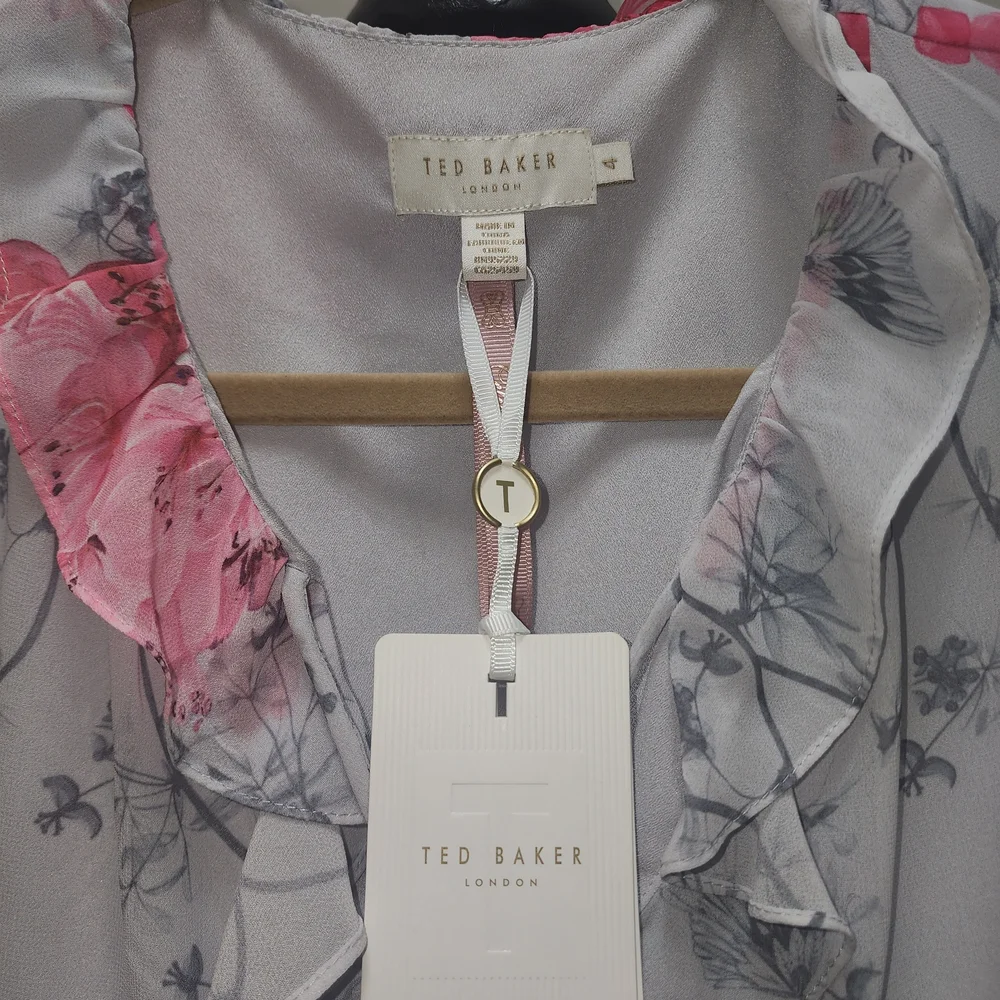 **LAST CHANCE** NWT -Ted Baker Babylon Ruffle Pink Floral Dress (TB Size 4) - - Picture 3 of 5